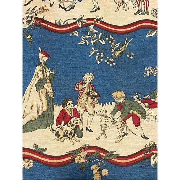 Brunschwig & Fils FABRIC Stanwich Festival HAND PRINT Colonial American Patriot - Picture 2 of 10